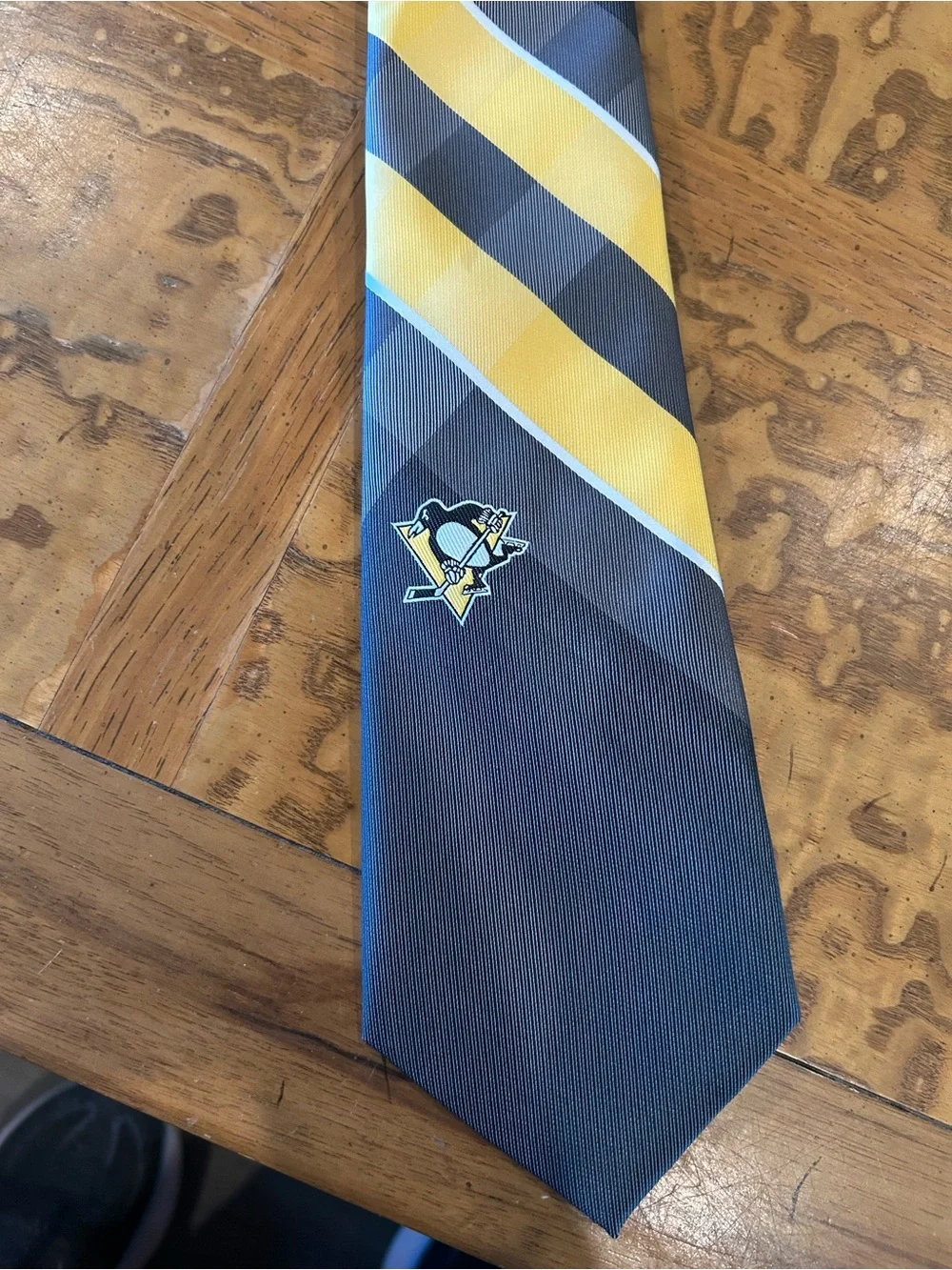 NHL Navy and Yellow Diagonal Stripe Men's Tie